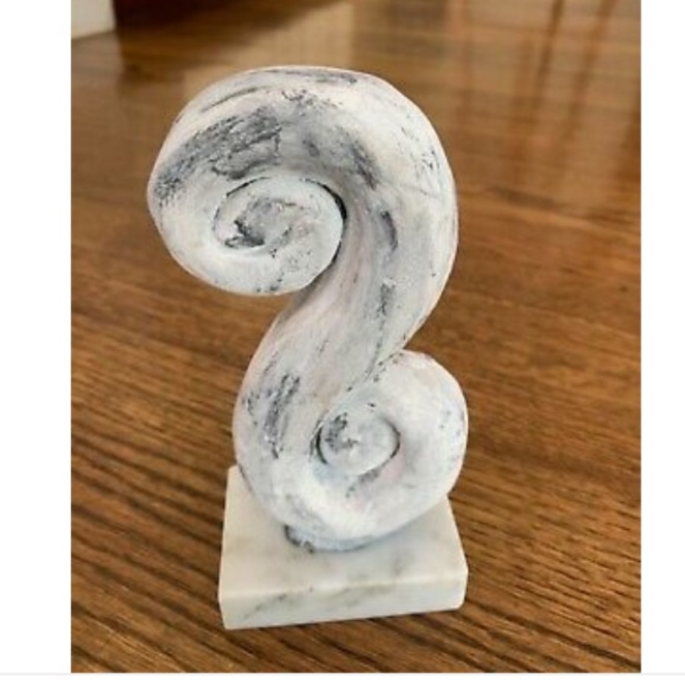 Abstract Sculpture Clay Marble Base 3 x 7" Inces